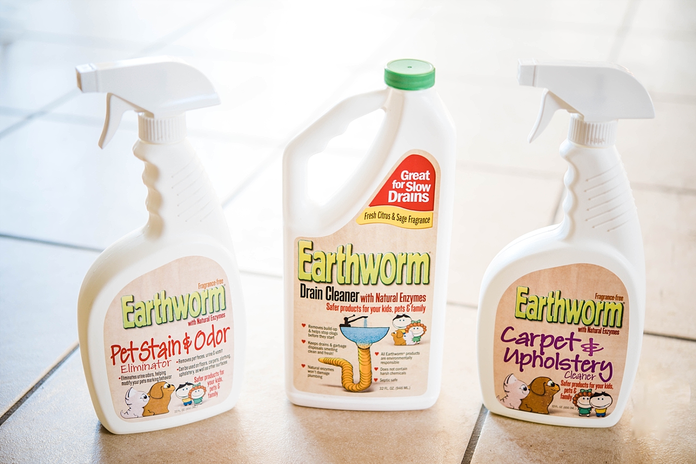 Earthworm Drain Cleaner, With Natural Enzymes, Fresh Citrus & Sage  Fragrance