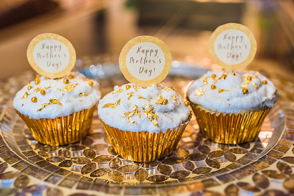 Mother's Day Cupcakes with Buttercream Frosting and Edible Gold Leaf -  Domestic Geek Girl
